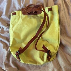 Longchamp Lime Green Nylon Tote with Brown Accents